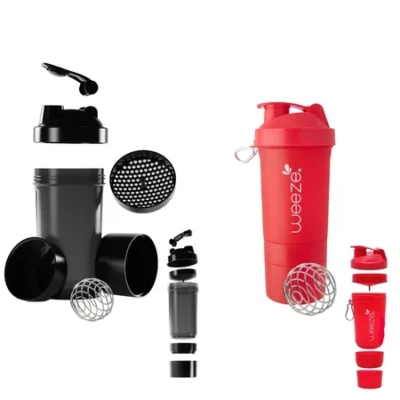 Coqueteleira Shaker Academia Compartimento Suplementos Fit Whey Shakeira